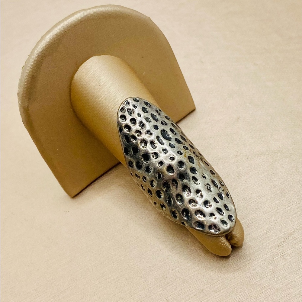 EUC Vintage Handmade Texture Silver Long Armor Boho Statement Ring